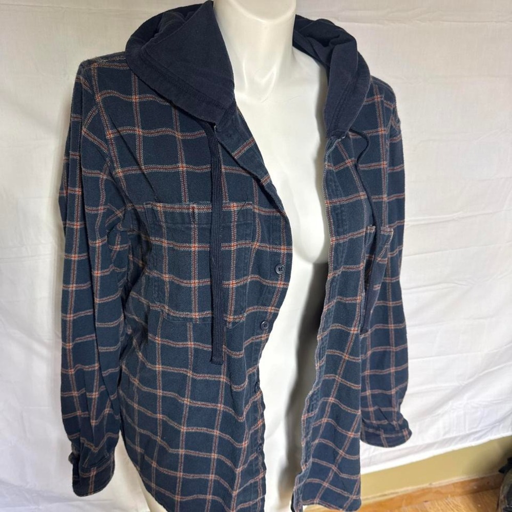 Button Up Flannel hooded shirt